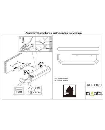 ***OFER/DES*** TENERIFE * ESTANTERIA BLANCA LED 8W 3000K + USB